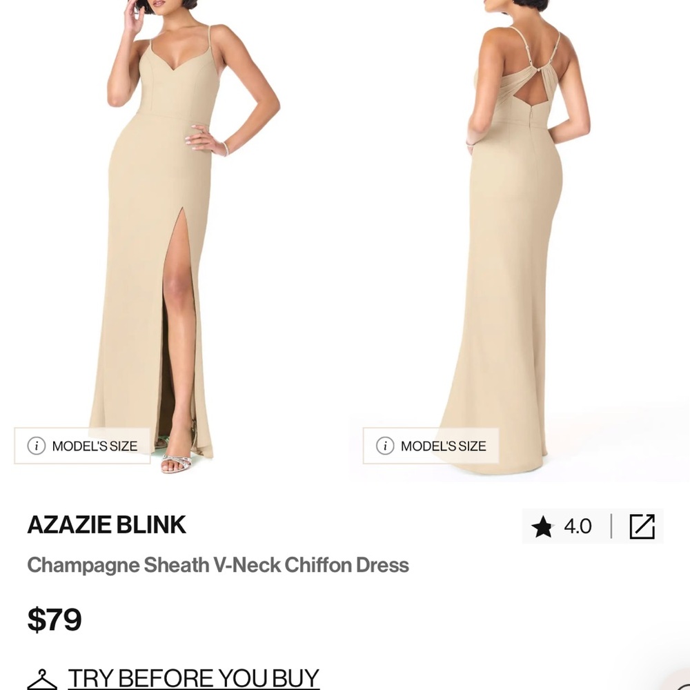 Azazie Champagne Chiffon Gown